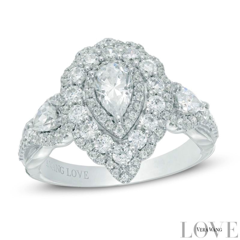 Vera Wang LOVE Engagement Ring 1.5CT 3stone Pear